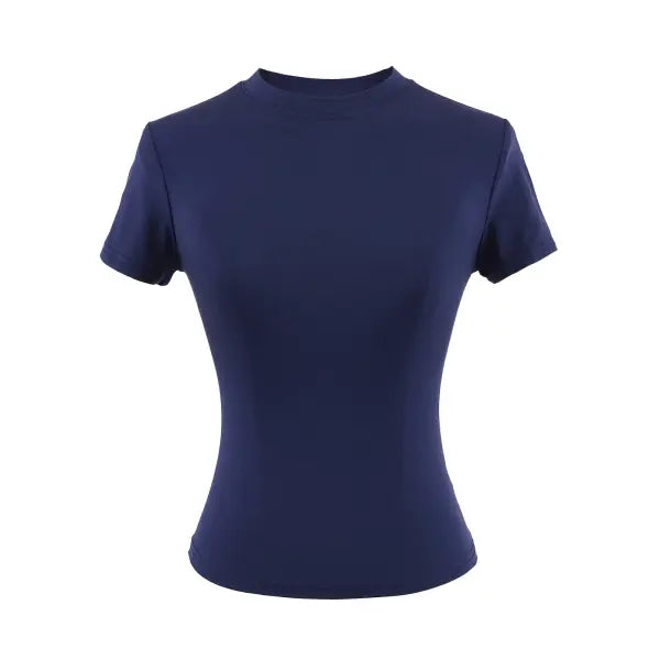 Women’s Slim Fit Short Sleeve T-Shirt – Solid Color Y2K Casual Fashion Top - 04 / S / CHINA