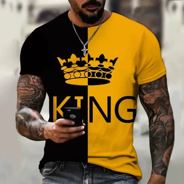 Men’s Oversized Smiling Face T-Shirt – Casual Hip-Hop Short Sleeve Plus-Size Tee - P2TGL23LQ / M