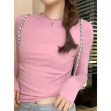 Spring/Autumn Women’s Solid Slim-Fit Long Sleeve T-Shirt – Casual O-Neck Streetwear Base Top