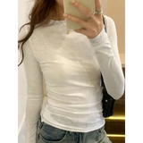 Spring/Autumn Women’s Solid Slim-Fit Long Sleeve T-Shirt – Casual O-Neck Streetwear Base Top