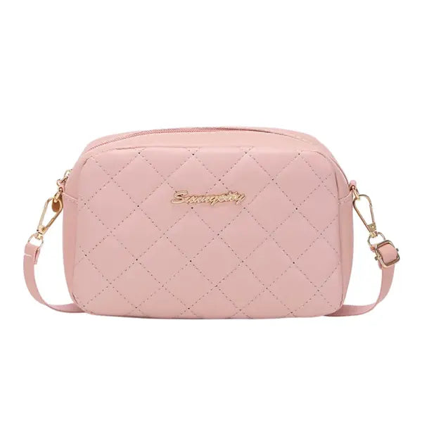 Tassel Small Messenger Bag Lingge Embroidery PU Leather Fashion Crossbody - Pink