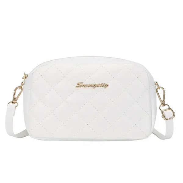 Tassel Small Messenger Bag Lingge Embroidery PU Leather Fashion Crossbody - white
