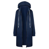 Loose Women Autumn Winter ThickenHoodies Parkas Maxi Sweatshirt Dress - DarkBlue / M
