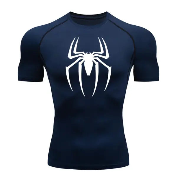 Men’s Spider Print Compression Shirt – Quick-Dry Breathable Gym & Running Tee (M–3XL) - 1 / XXXL