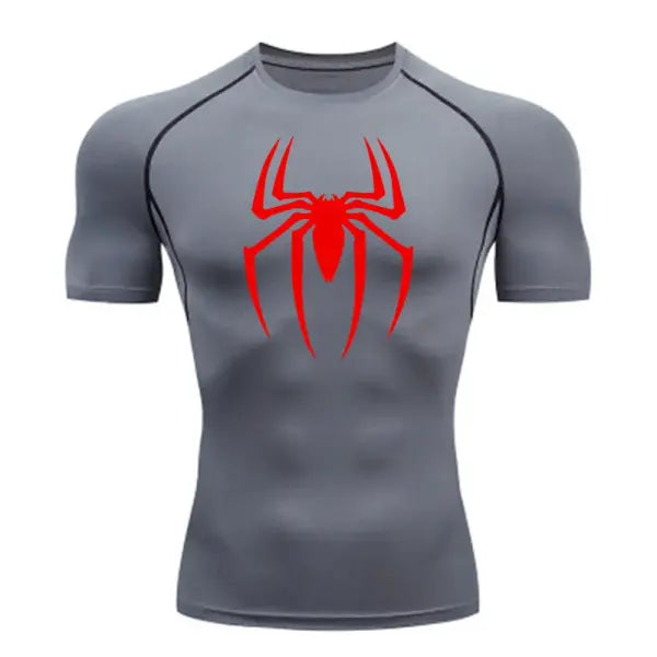 Men’s Spider Print Compression Shirt – Quick-Dry Breathable Gym & Running Tee (M–3XL) - 11 / XXXL