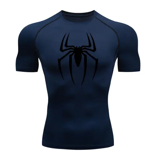 Men’s Spider Print Compression Shirt – Quick-Dry Breathable Gym & Running Tee (M–3XL) - 2 / XXL