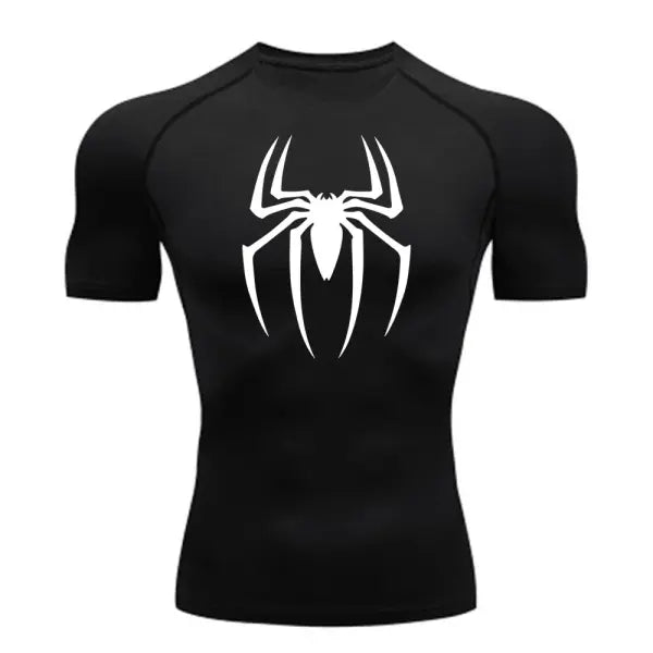 Men’s Spider Print Compression Shirt – Quick-Dry Breathable Gym & Running Tee (M–3XL) - 4 / XXXL
