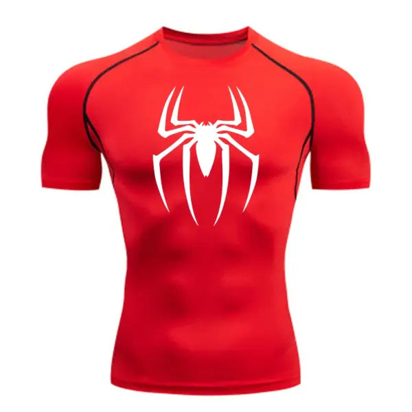 Men’s Spider Print Compression Shirt – Quick-Dry Breathable Gym & Running Tee (M–3XL) - 8 / S