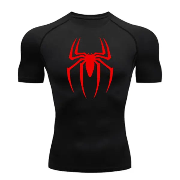 Men’s Spider Print Compression Shirt – Quick-Dry Breathable Gym & Running Tee (M–3XL) - 6 / XXL