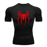 Men’s Spider Print Compression Shirt – Quick-Dry Breathable Gym & Running Tee (M–3XL) - 6 / XXL