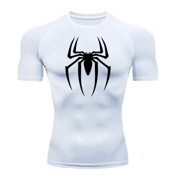 Men’s Spider Print Compression Shirt – Quick-Dry Breathable Gym & Running Tee (M–3XL) - 12 / XXXL