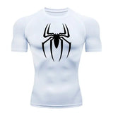 Men’s Spider Print Compression Shirt – Quick-Dry Breathable Gym & Running Tee (M–3XL) - 12 / XXXL