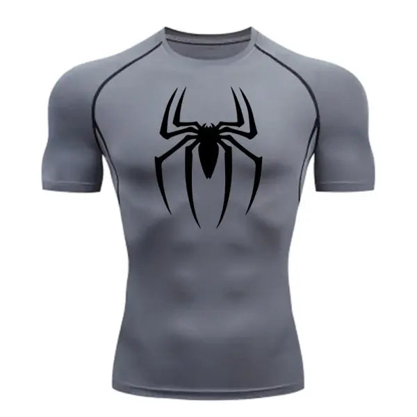 Men’s Spider Print Compression Shirt – Quick-Dry Breathable Gym & Running Tee (M–3XL) - 10 / XXL