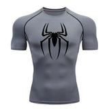 Men’s Spider Print Compression Shirt – Quick-Dry Breathable Gym & Running Tee (M–3XL) - 10 / XXL