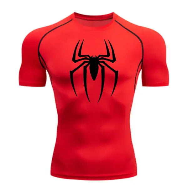 Men’s Spider Print Compression Shirt – Quick-Dry Breathable Gym & Running Tee (M–3XL) - 7 / XXXL