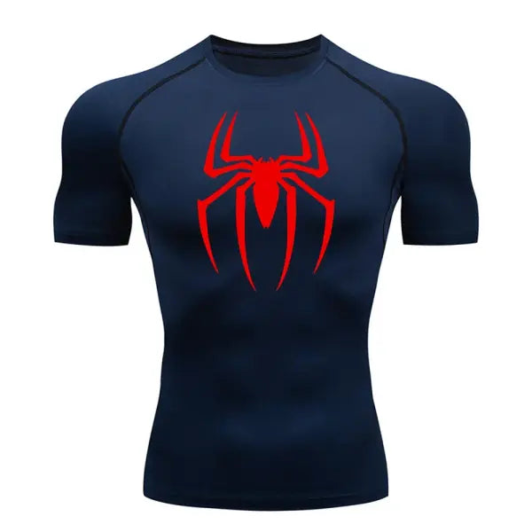 Men’s Spider Print Compression Shirt – Quick-Dry Breathable Gym & Running Tee (M–3XL) - 3 / XXXL