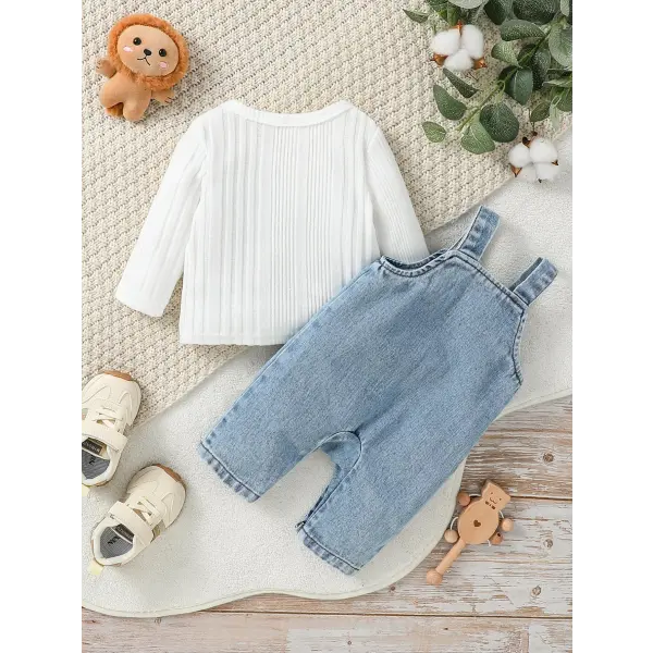 2Pcs Baby Clothing Set – Long Sleeve Top & Romper Jumper with Letter Print for Newborns (All Seasons)