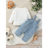 2Pcs Baby Clothing Set – Long Sleeve Top & Romper Jumper with Letter Print for Newborns (All Seasons)
