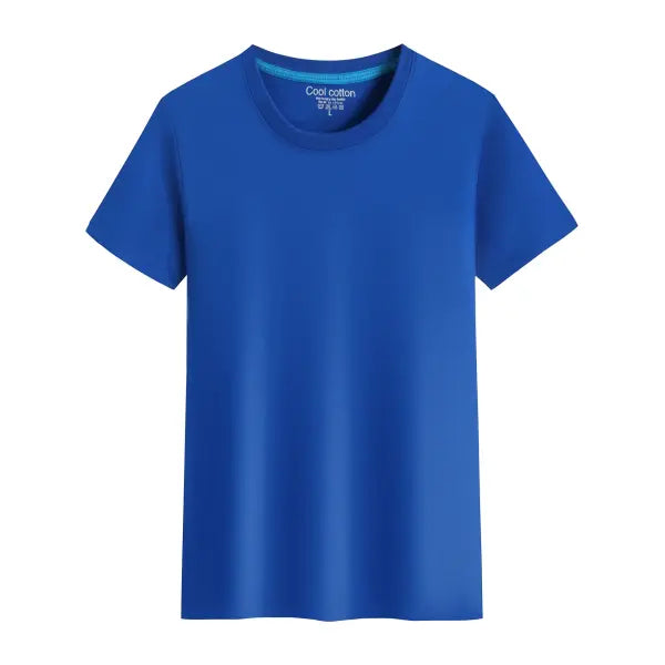 100% Cotton Men’s T-Shirt – Solid Color Round Neck Short Sleeve Casual Tee - Blue / XL