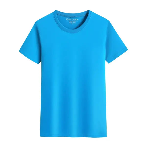 100% Cotton Men’s T-Shirt – Solid Color Round Neck Short Sleeve Casual Tee - Lake blue / XXXL