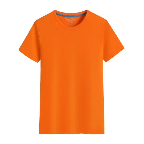 100% Cotton Men’s T-Shirt – Solid Color Round Neck Short Sleeve Casual Tee - Orange / M