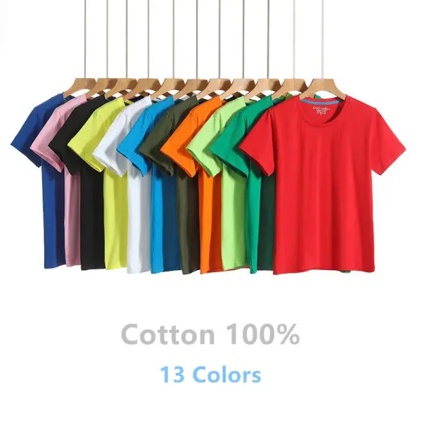 100% Cotton Men’s T-Shirt – Solid Color Round Neck Short Sleeve Casual Tee