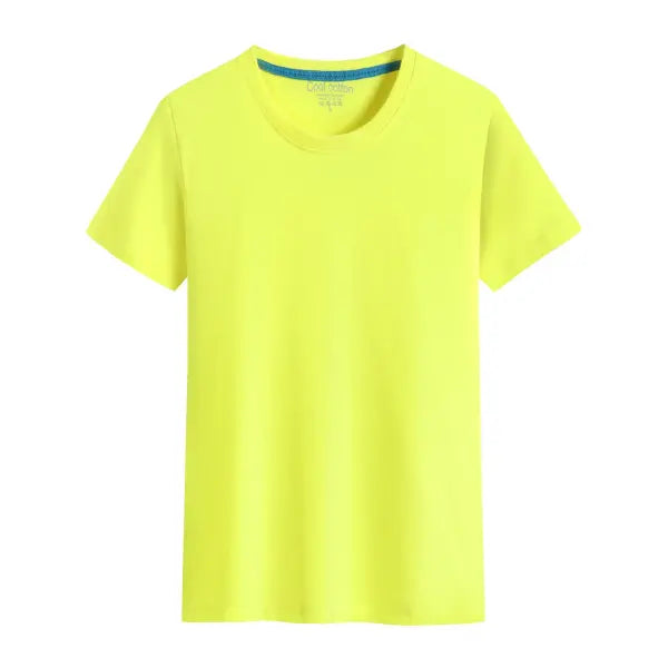 100% Cotton Men’s T-Shirt – Solid Color Round Neck Short Sleeve Casual Tee - Yellow / XL
