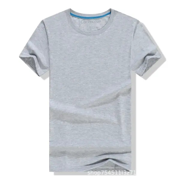 100% Cotton Men’s T-Shirt – Solid Color Round Neck Short Sleeve Casual Tee - Gray / M