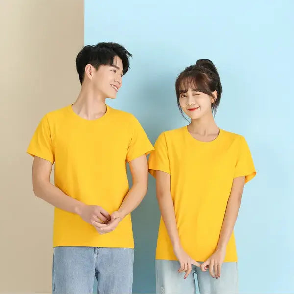 100% Cotton Men’s T-Shirt – Solid Color Round Neck Short Sleeve Casual Tee