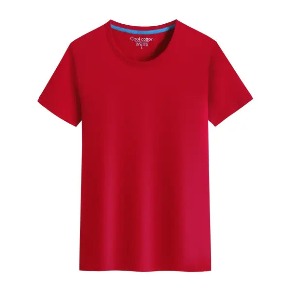 100% Cotton Men’s T-Shirt – Solid Color Round Neck Short Sleeve Casual Tee - Red / XL