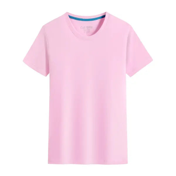 100% Cotton Men’s T-Shirt – Solid Color Round Neck Short Sleeve Casual Tee - Pink / M