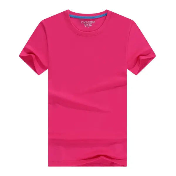 100% Cotton Men’s T-Shirt – Solid Color Round Neck Short Sleeve Casual Tee - Rose red / XXXL