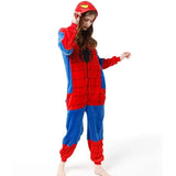 Children’s Pajamas Spiderman Cosplay Costume Nightgown Home Flanne Hooded Sleepwear Jumpsuit Pajamas for Spider Man