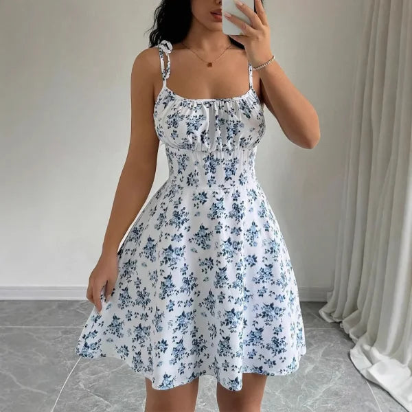 2025 Floral Strap Short Dress – Women’s Summer Fashion Outfit