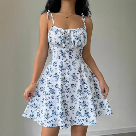 2025 Floral Strap Short Dress – Women’s Summer Fashion Outfit