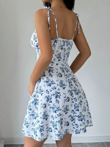 2025 Floral Strap Short Dress – Women’s Summer Fashion Outfit