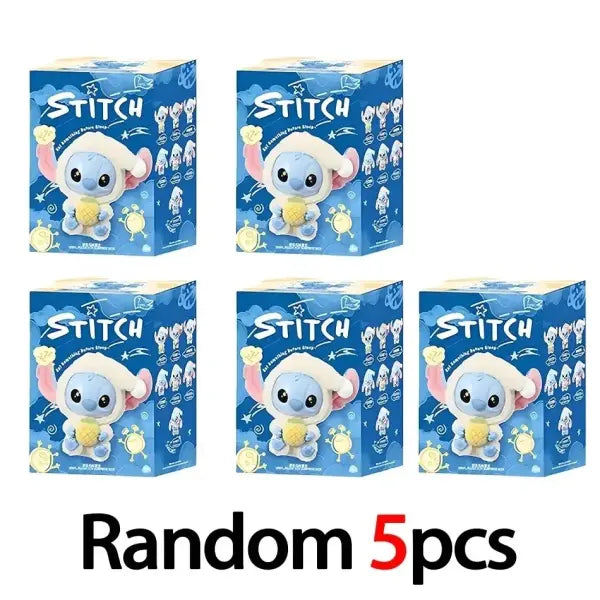 Stitch “Eat Something Before Sleep” Blind Box – Cute Vinyl & Plush Mystery Bag Pendant Toy - Random5pcs