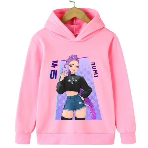 K-Pop Demon Hunter Hoodie – Warm Cartoon Sweatshirt for Boys & Girls Korean Wave Casual Top - 12 / 110 cm
