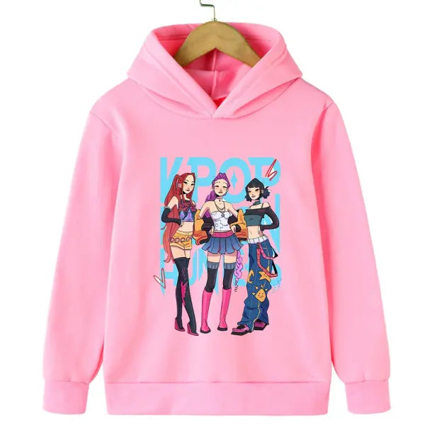 K-Pop Demon Hunter Hoodie – Warm Cartoon Sweatshirt for Boys & Girls Korean Wave Casual Top - 9 / 110 cm