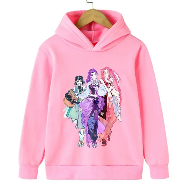 K-Pop Demon Hunter Hoodie – Warm Cartoon Sweatshirt for Boys & Girls Korean Wave Casual Top - 8 / 100 cm