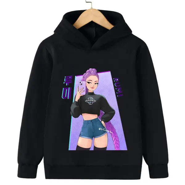 K-Pop Demon Hunter Hoodie – Warm Cartoon Sweatshirt for Boys & Girls Korean Wave Casual Top - 13 / 120 cm