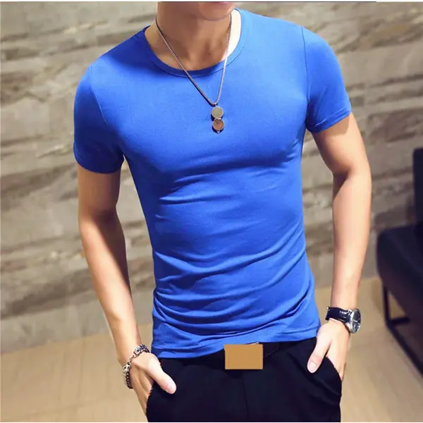 Men’s V-Neck Fitness T-Shirt – 10 Colors Casual Tee Sizes S–5XL - O Blue / M