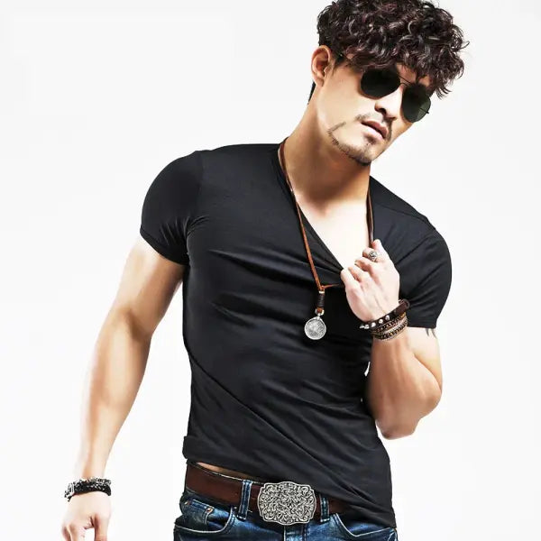 Men’s V-Neck Fitness T-Shirt – 10 Colors Casual Tee Sizes S–5XL