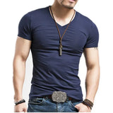 Men’s V-Neck Fitness T-Shirt – 10 Colors Casual Tee Sizes S–5XL