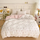 2025 new 3-piece cartoon heart-shaped plant floral print set a duvet cover and a pair of pillowcases (no padding)