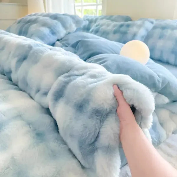 Class A Bubble Rabbit Fleece Duvet Cover: Thickened Warm Winter Bedding & Skin-Friendly Quilt Case - tianqinglan