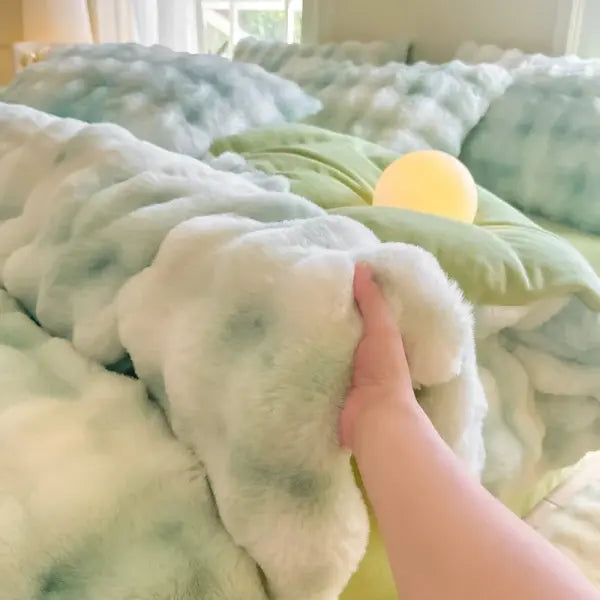 2025 New Class A Bubble Rabbit Fleece Quilt Cover Thicken The Warm Duvet Cover in Autumn and Winter Skin-friendly