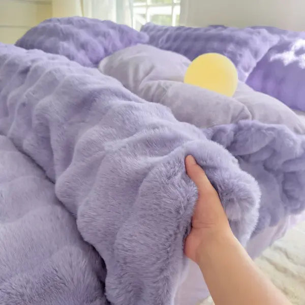2025 New Class A Bubble Rabbit Fleece Quilt Cover Thicken The Warm Duvet Cover in Autumn and Winter Skin-friendly