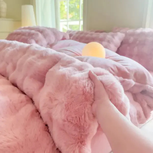 2025 New Class A Bubble Rabbit Fleece Quilt Cover Thicken The Warm Duvet Cover in Autumn and Winter Skin-friendly