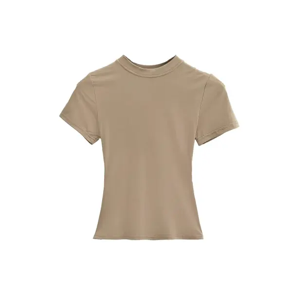 Women’s Slim Fit Short Sleeve T-Shirt – Solid Color Y2K Casual Fashion Top